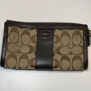 Coach Tan and Brown Signature Wallet